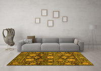 Machine Washable Abstract Yellow Modern Rug, wshabs3911yw