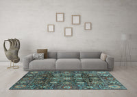 Machine Washable Oriental Light Blue Traditional Rug, wshabs3912lblu