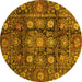 Round Oriental Yellow Traditional Rug, abs3912yw