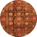 Round Oriental Orange Traditional Rug, abs3912org