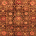 Square Machine Washable Oriental Orange Traditional Area Rugs, wshabs3912org