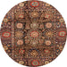 Round Machine Washable Abstract Saffron Red Rug, wshabs3912