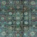 Square Machine Washable Oriental Light Blue Traditional Rug, wshabs3912lblu