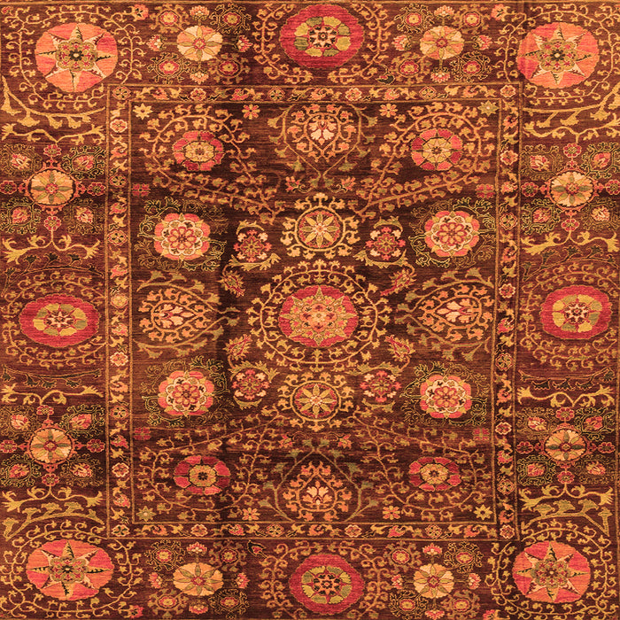Square Oriental Orange Traditional Rug, abs3912org