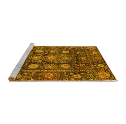 Sideview of Machine Washable Oriental Yellow Traditional Rug, wshabs3912yw