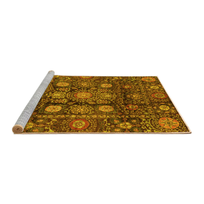 Sideview of Machine Washable Oriental Yellow Traditional Rug, wshabs3912yw