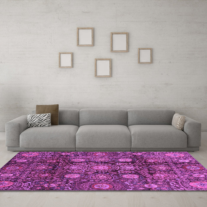Machine Washable Oriental Purple Traditional Area Rugs in a Living Room, wshabs3912pur