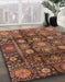 Abstract Saffron Red Oriental Rug in Family Room, abs3912