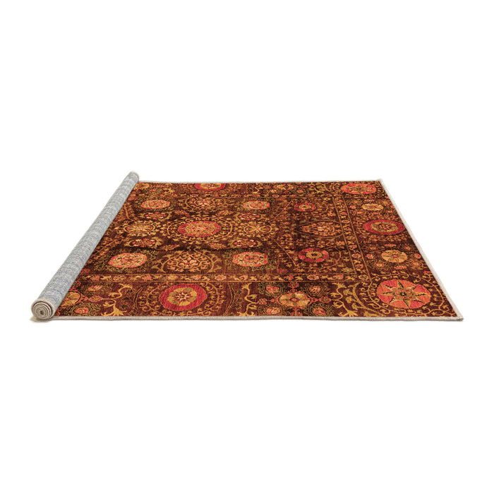 Sideview of Machine Washable Oriental Orange Traditional Area Rugs, wshabs3912org