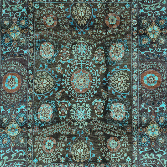 Machine Washable Oriental Light Blue Traditional Rug, wshabs3912lblu