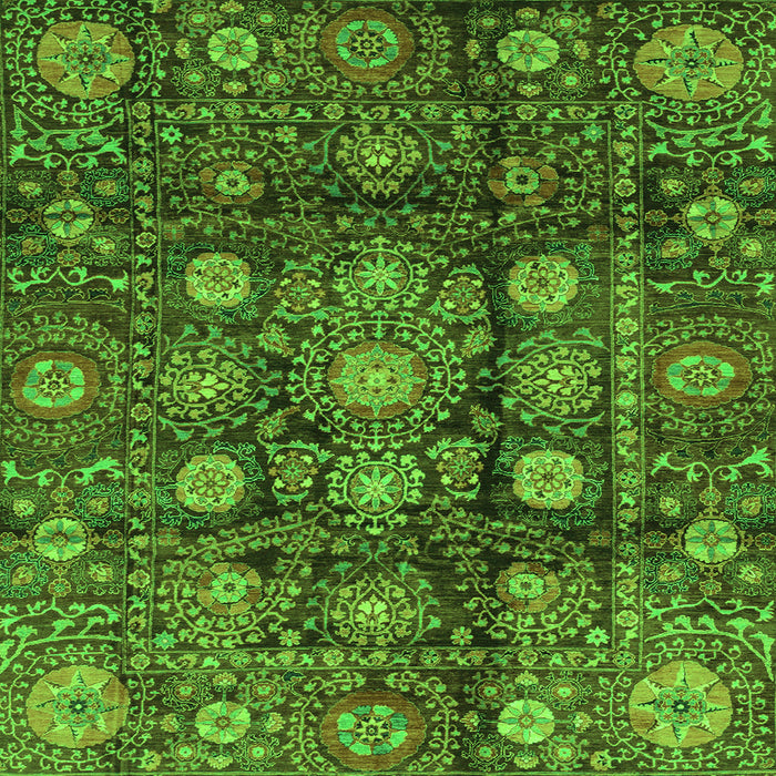 Square Oriental Green Traditional Rug, abs3912grn