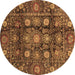 Round Machine Washable Oriental Brown Traditional Rug, wshabs3912brn