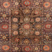 Square Abstract Saffron Red Oriental Rug, abs3912