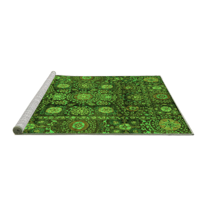 Sideview of Machine Washable Oriental Green Traditional Area Rugs, wshabs3912grn