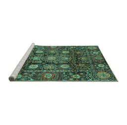 Sideview of Machine Washable Oriental Turquoise Traditional Area Rugs, wshabs3912turq