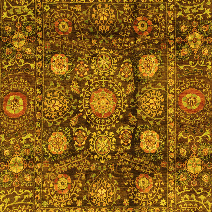 Machine Washable Oriental Yellow Traditional Rug, wshabs3912yw
