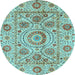 Round Machine Washable Abstract Light Blue Modern Rug, wshabs3913lblu