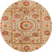 Round Machine Washable Abstract Chocolate Brown Rug, wshabs3913