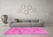 Machine Washable Abstract Pink Modern Rug in a Living Room, wshabs3913pnk