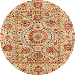 Round Abstract Chocolate Brown Modern Rug, abs3913