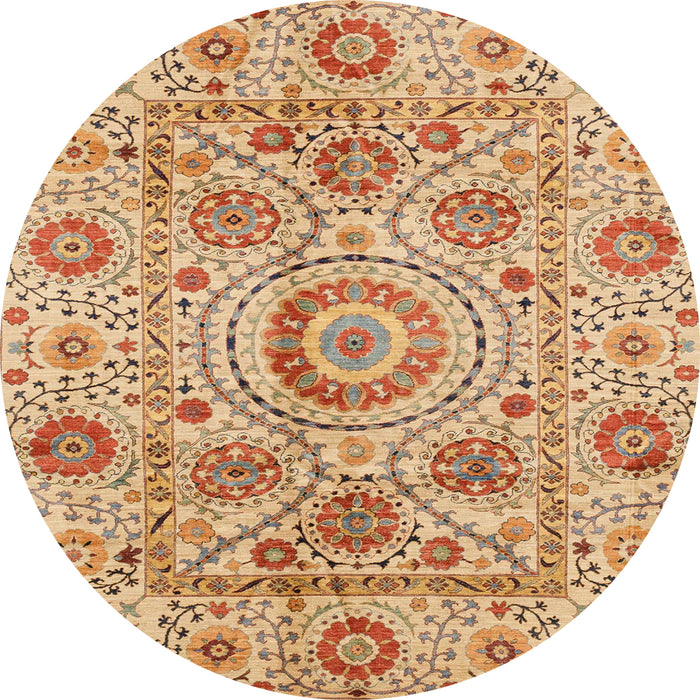 Round Abstract Chocolate Brown Modern Rug, abs3913