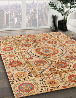 Abstract Chocolate Brown Modern Rug in Family Room, abs3913