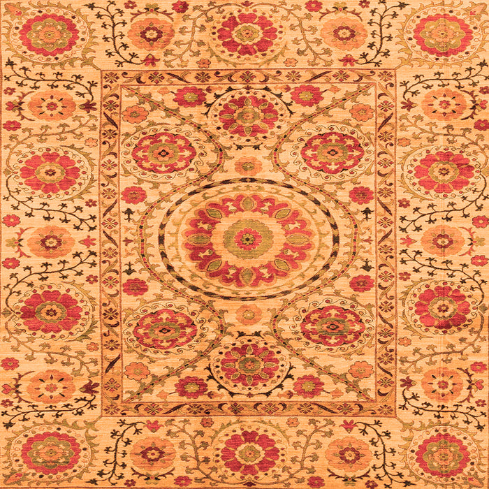 Square Machine Washable Abstract Orange Modern Area Rugs, wshabs3913org