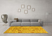 Machine Washable Abstract Yellow Modern Rug in a Living Room, wshabs3913yw