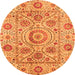 Round Abstract Orange Modern Rug, abs3913org