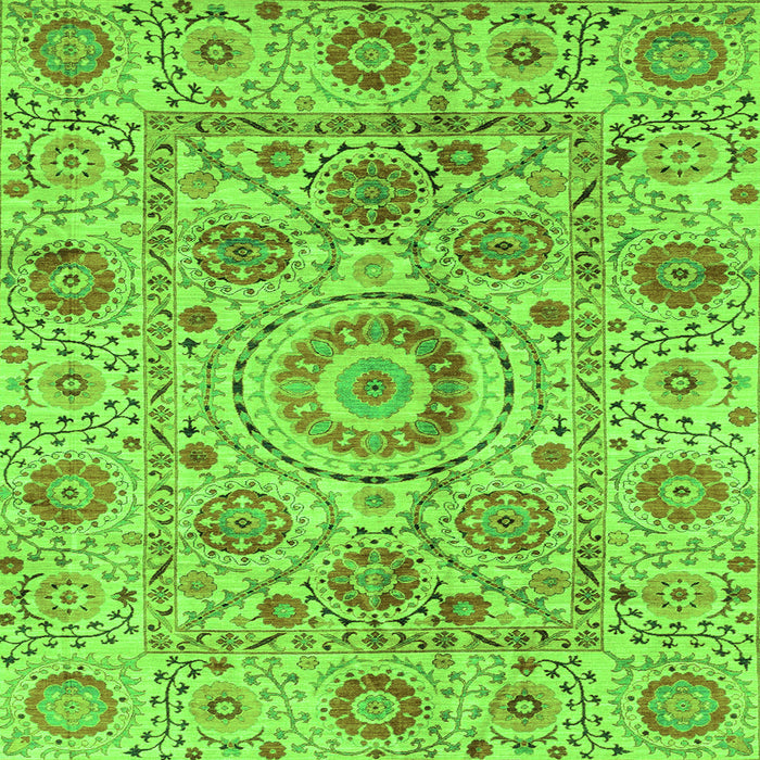 Square Machine Washable Abstract Green Modern Area Rugs, wshabs3913grn