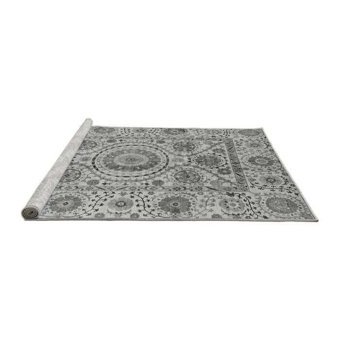 Sideview of Machine Washable Abstract Gray Modern Rug, wshabs3913gry