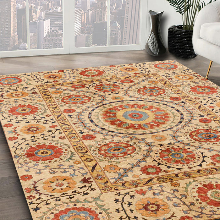 Abstract Chocolate Brown Modern Rug in Family Room, abs3913