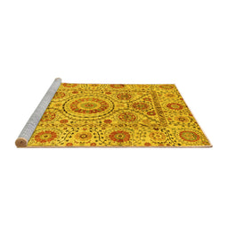 Sideview of Machine Washable Abstract Yellow Modern Rug, wshabs3913yw