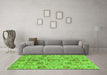 Machine Washable Abstract Green Modern Area Rugs in a Living Room,, wshabs3913grn