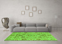 Machine Washable Abstract Green Modern Rug, wshabs3913grn