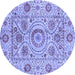 Round Machine Washable Abstract Blue Modern Rug, wshabs3913blu