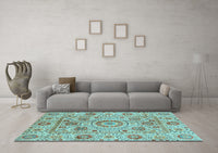 Machine Washable Abstract Light Blue Modern Rug, wshabs3913lblu