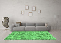 Machine Washable Abstract Emerald Green Modern Rug, wshabs3913emgrn