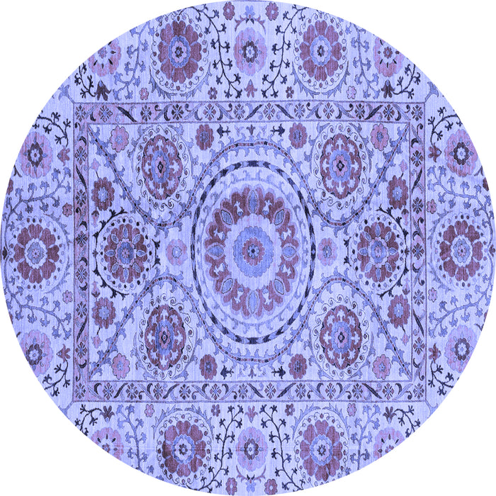 Round Abstract Blue Modern Rug, abs3913blu