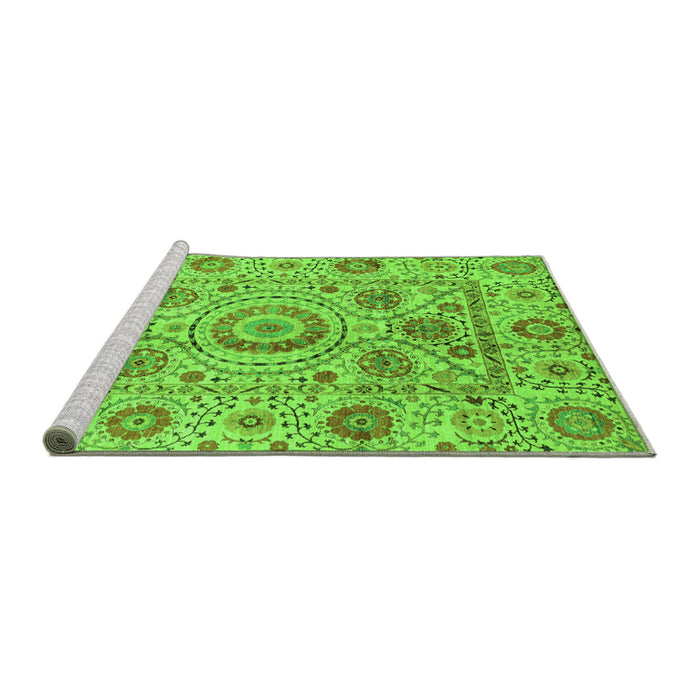 Sideview of Machine Washable Abstract Green Modern Area Rugs, wshabs3913grn