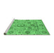 Sideview of Machine Washable Abstract Emerald Green Modern Area Rugs, wshabs3913emgrn