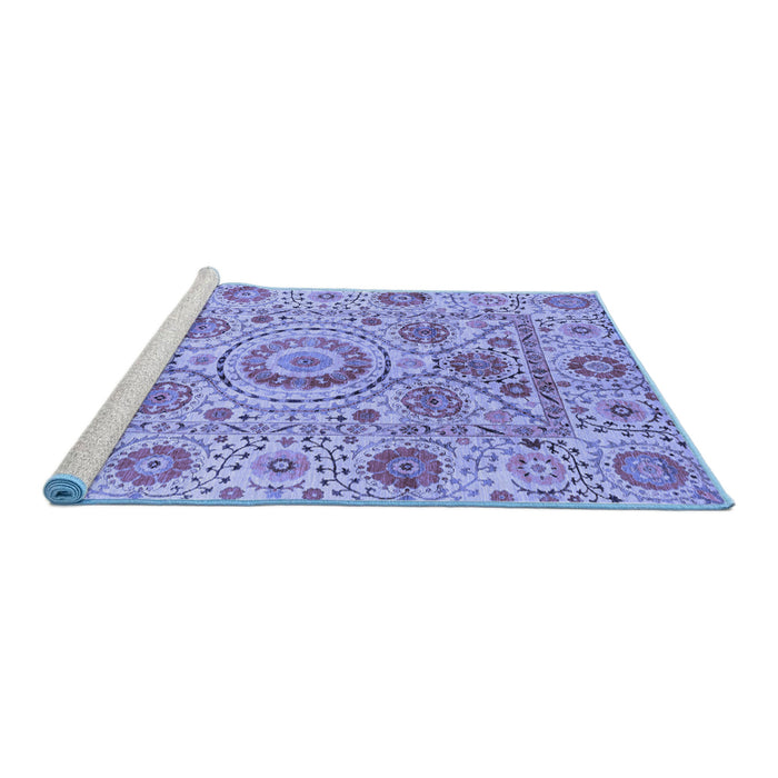 Sideview of Machine Washable Abstract Blue Modern Rug, wshabs3913blu
