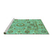 Sideview of Machine Washable Abstract Turquoise Modern Area Rugs, wshabs3913turq