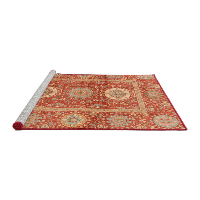 Sideview of Machine Washable Abstract Brown Sand Brown Rug, wshabs3914