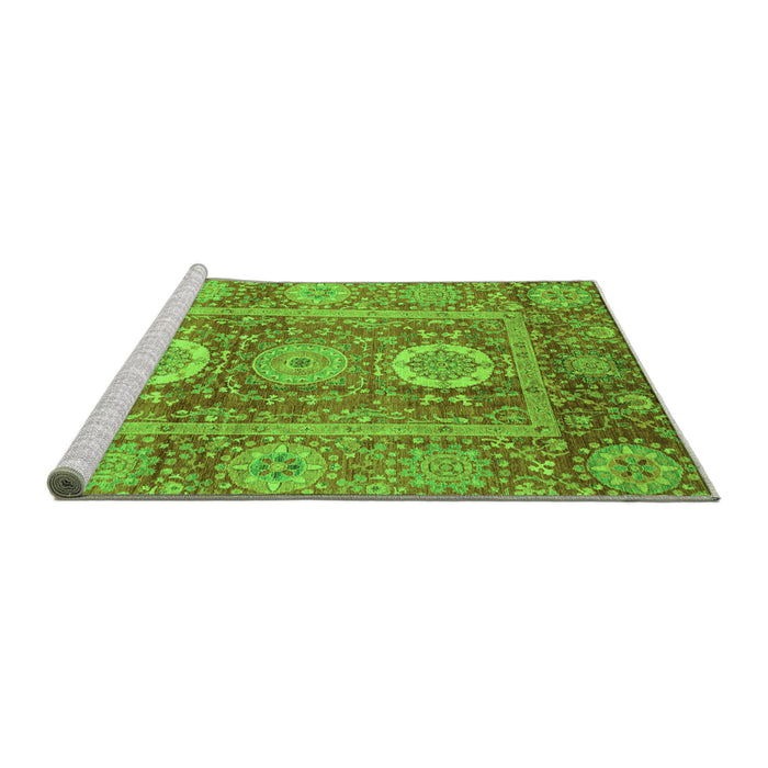 Sideview of Machine Washable Abstract Green Modern Area Rugs, wshabs3914grn