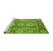 Sideview of Machine Washable Abstract Green Modern Area Rugs, wshabs3914grn