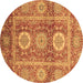 Round Abstract Brown Modern Rug, abs3914brn