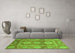 Machine Washable Abstract Green Modern Area Rugs in a Living Room,, wshabs3914grn