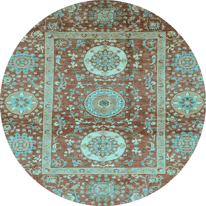 Round Abstract Light Blue Modern Rug, abs3914lblu