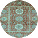 Round Abstract Light Blue Modern Rug, abs3914lblu